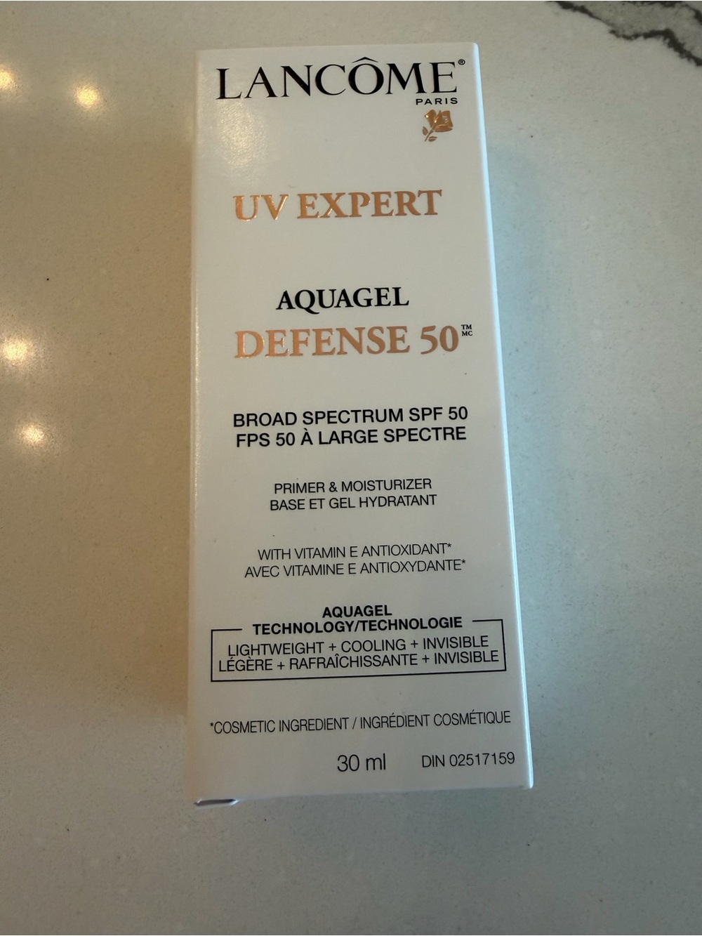 Lancome UV Expert Aquagel Defense 50 SPF – White and Gold Accents